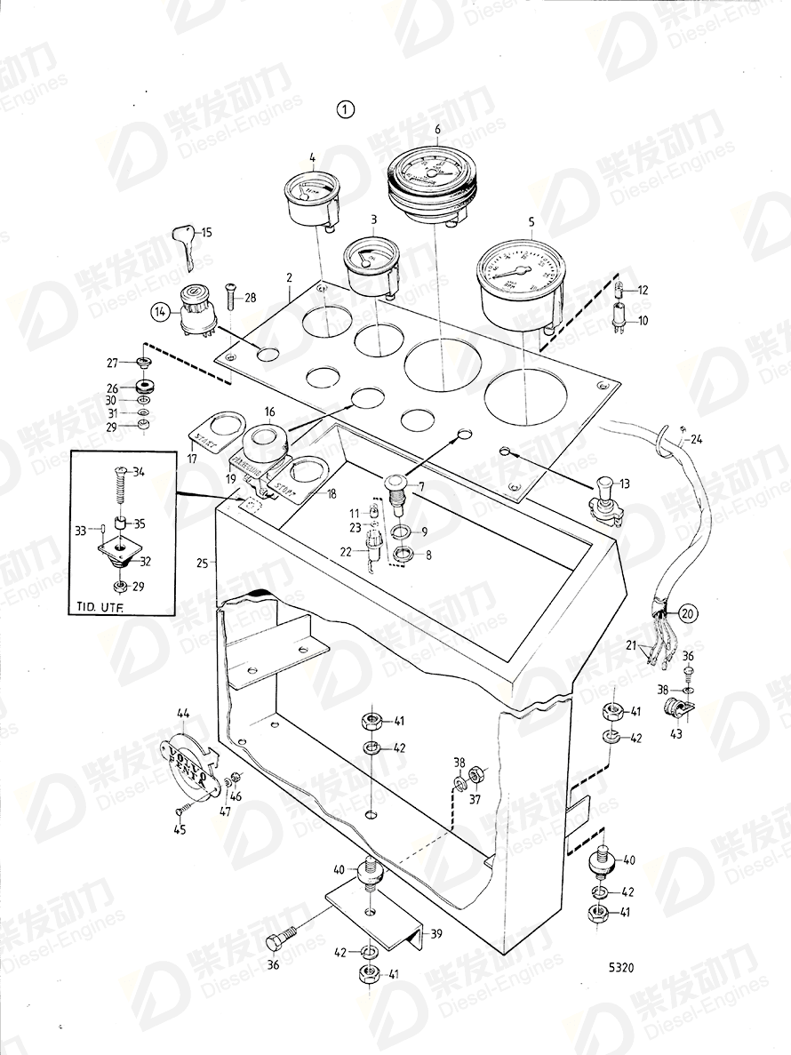 VOLVO Instrument plate 821354 Drawing